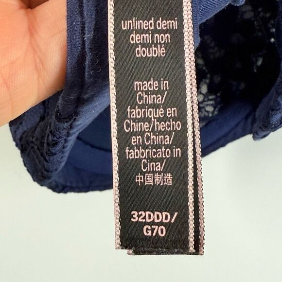 Victoria’s Secret open lace cup navy blue unlined underwire demi bra versatile s - Picture 6 of 7